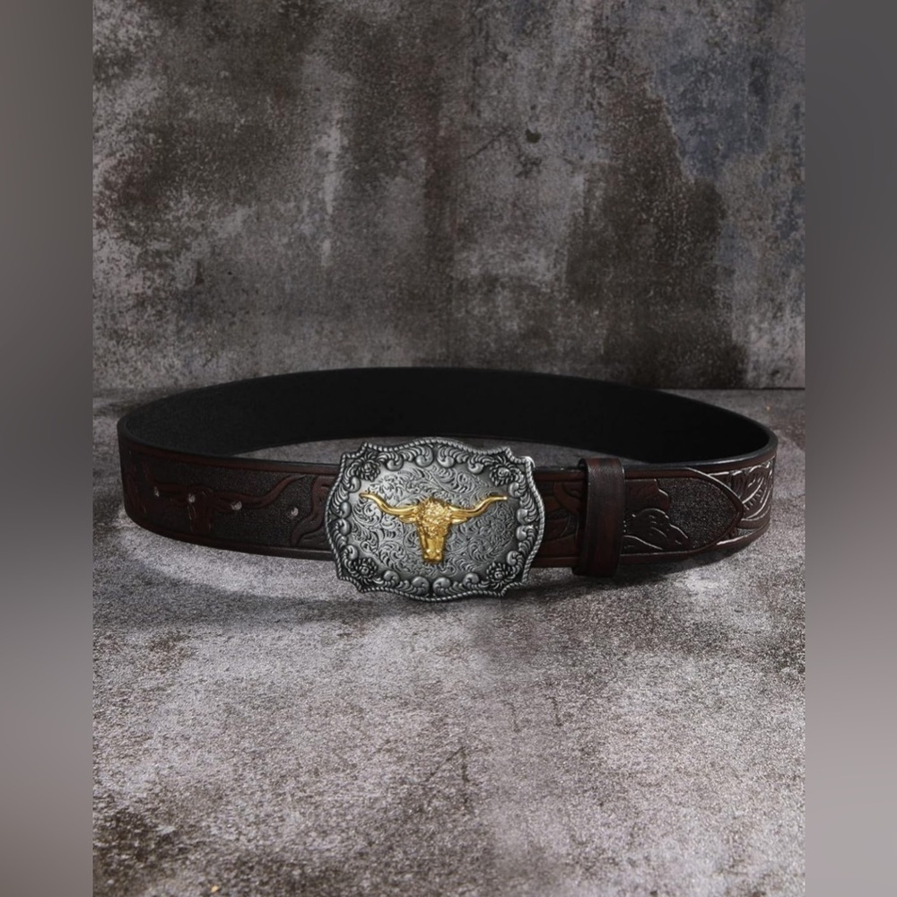 Verdusa Women's Vintage Western Leather Buckle Belt